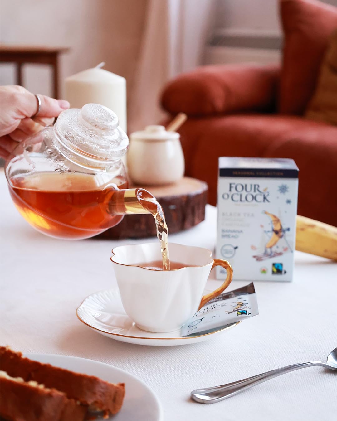 Banana Bread Black Tea - Organic Fair Trade, Holiday Collection, Low Caffeine, Natural & Sugar-Free, 2 x 15 Tea Bags - Canadian Distribution - Ships Free Within Canada on Orders Above CAD $199