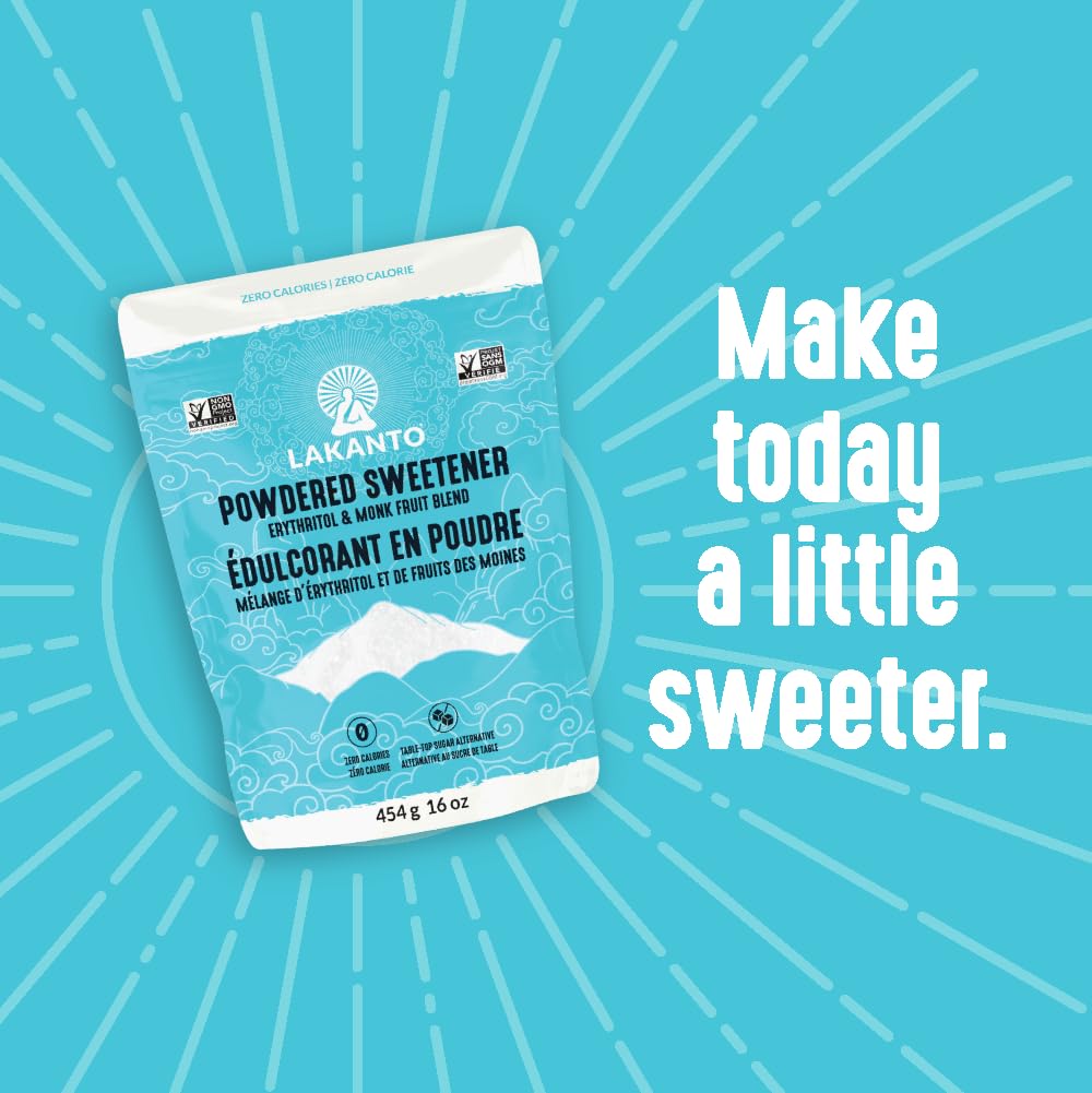Lakanto Monkfruit & Erythritol Powdered Sweetener – 1:1 Sugar Substitute for Baking & Frosting, 454g - Canadian Distribution - Ships Free Within Canada on Orders Above CAD $199