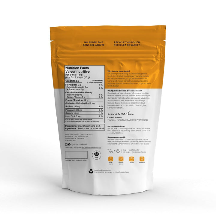 Bluebird Provisions – Chicken Bone Broth Powder – Original – Low sodium