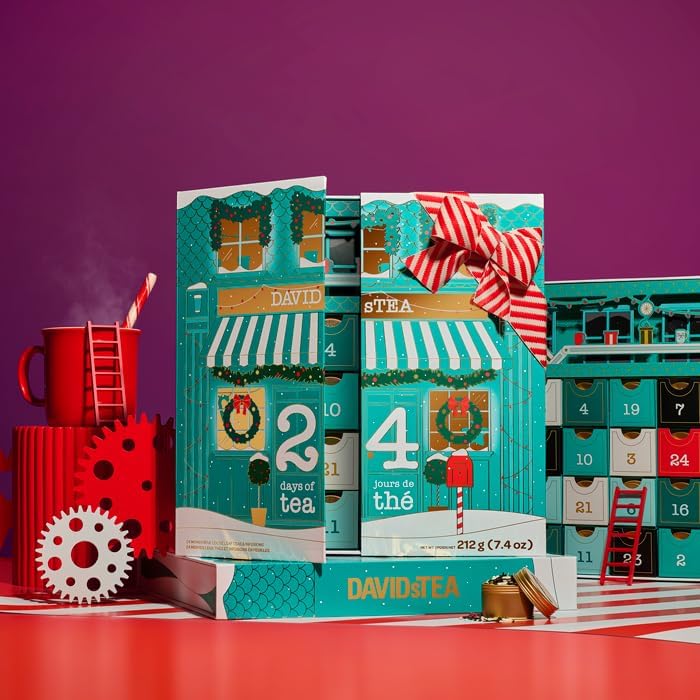 DAVIDsTEA – 24 Days of Tea 2025 Advent Calendar – Assorted Holiday Teas – 24 Days