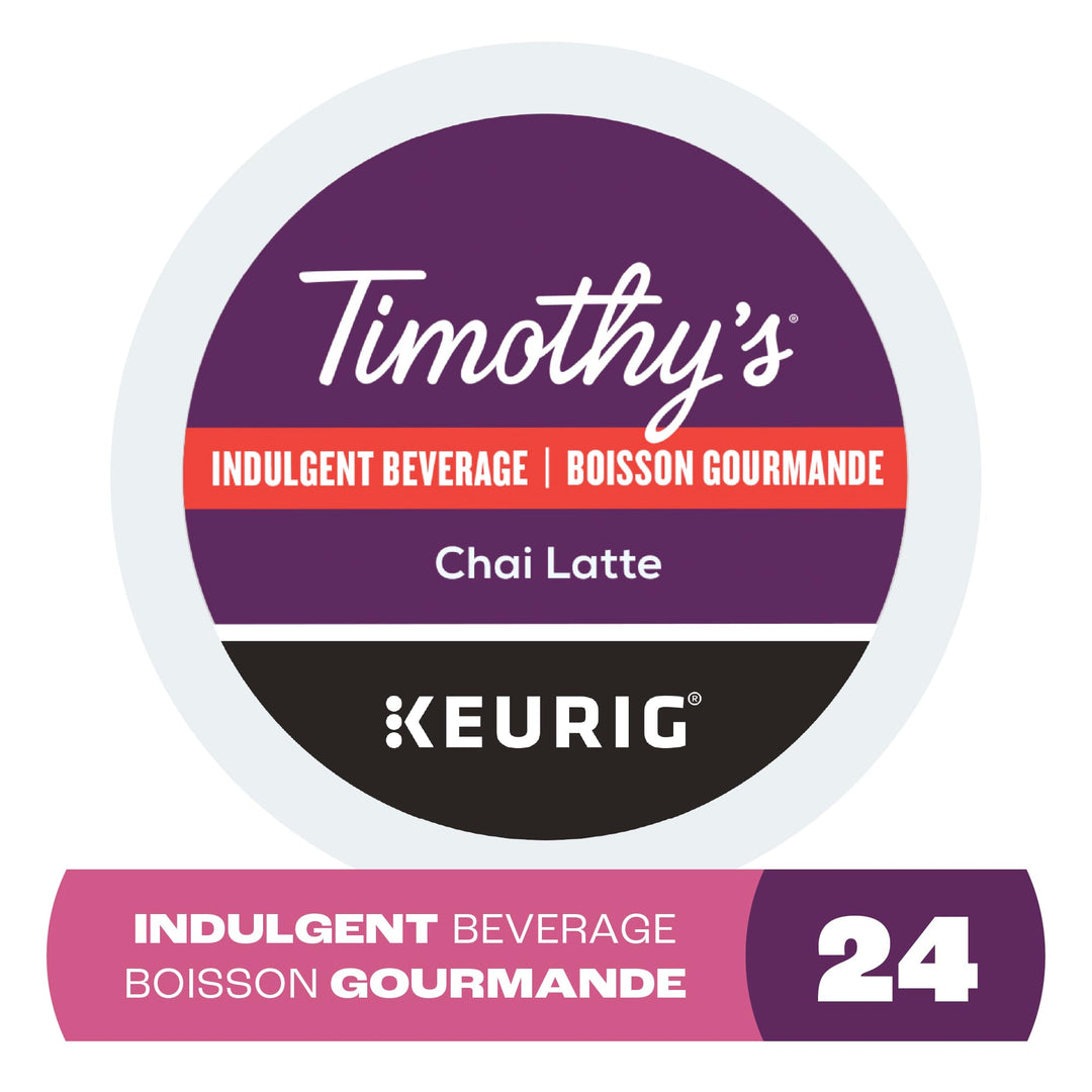 Timothy's Chai Latte K-Cup Pods – 24 Count Single Serve Capsules - Canadian Distribution - Ships Free Within Canada on Orders Above CAD $199