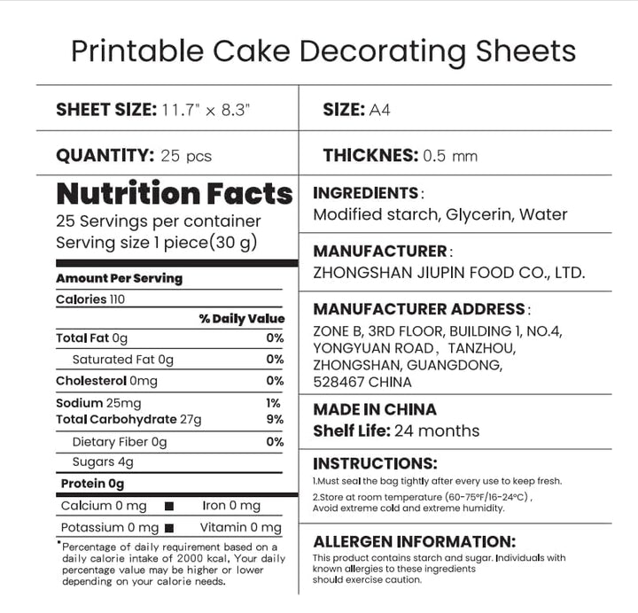 YouTook – Edible Frosting Sheets – A4 Printable – 25 Sheets