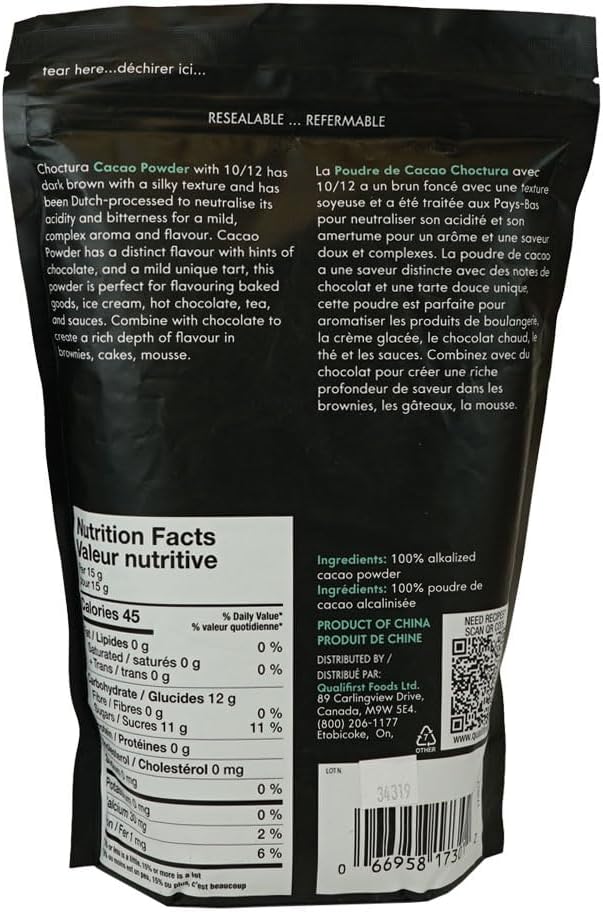 Choctura - Premium Cacao Powder - 10-12% Cocoa Butter Fat - 1 KG - Dutch Processed - No Additives or Preservatives