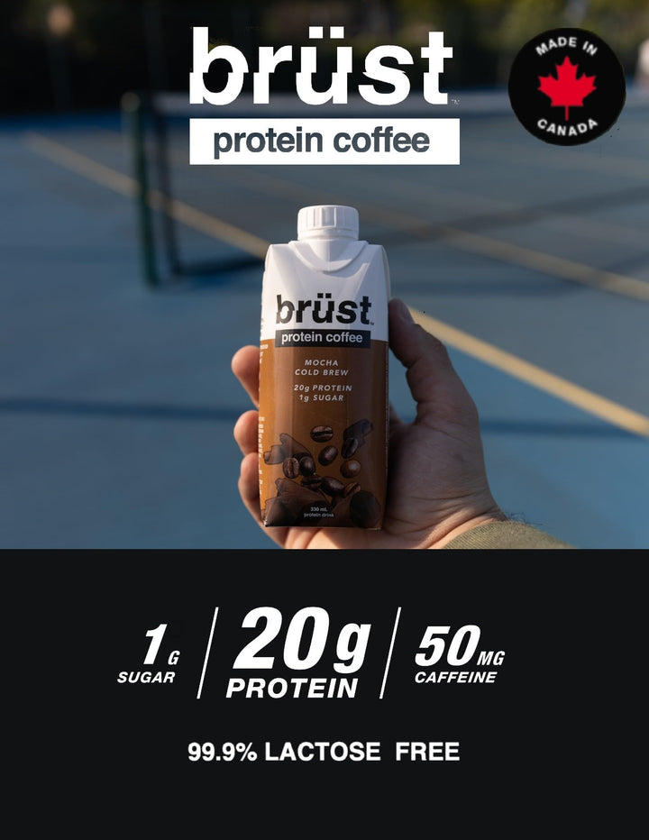 BRÜST – Protein Coffee Mocha – 20g Protein, 50mg Caffeine – 330mL, 12 Pack