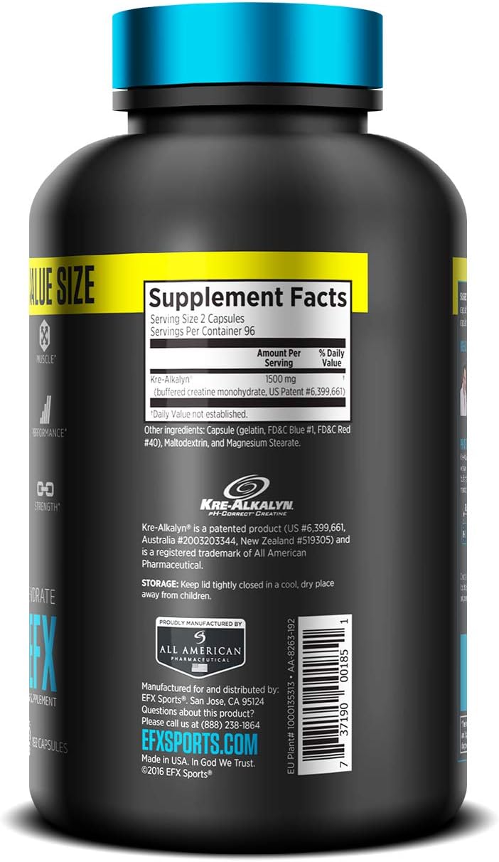 EFX Sports – Créatine Kre-Alkalyn – 192 Capsules