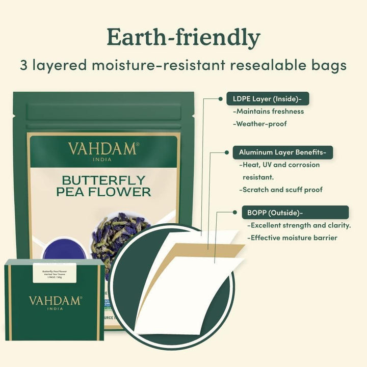 VAHDAM Butterfly Pea Flower Tea - 2 x 1.76oz Loose Leaf | 100+ Servings | Earthy & Delicate Flavor - Canadian Distribution - Ships Free Within Canada on Orders Above CAD $199