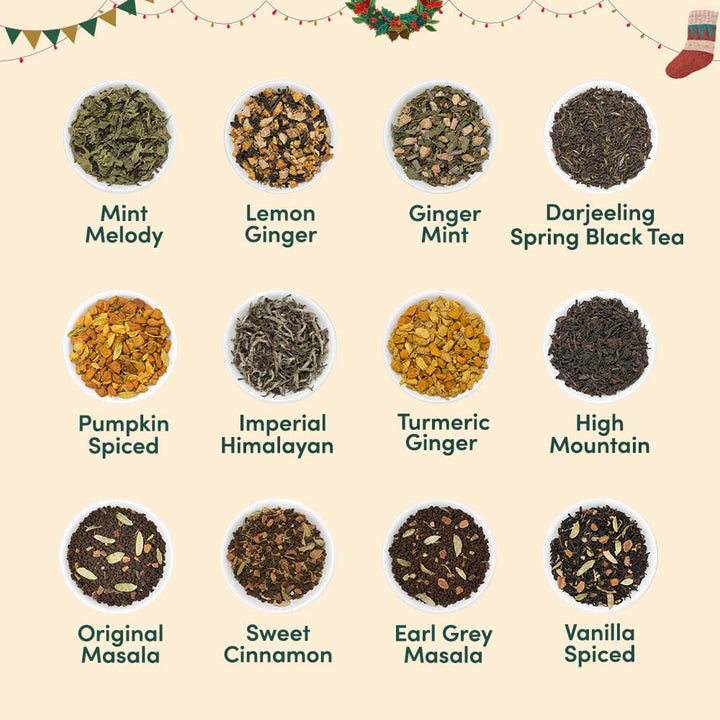 VAHDAM – Christmas Tea Bags Gift Set – 24 Flavours – 24 Bags