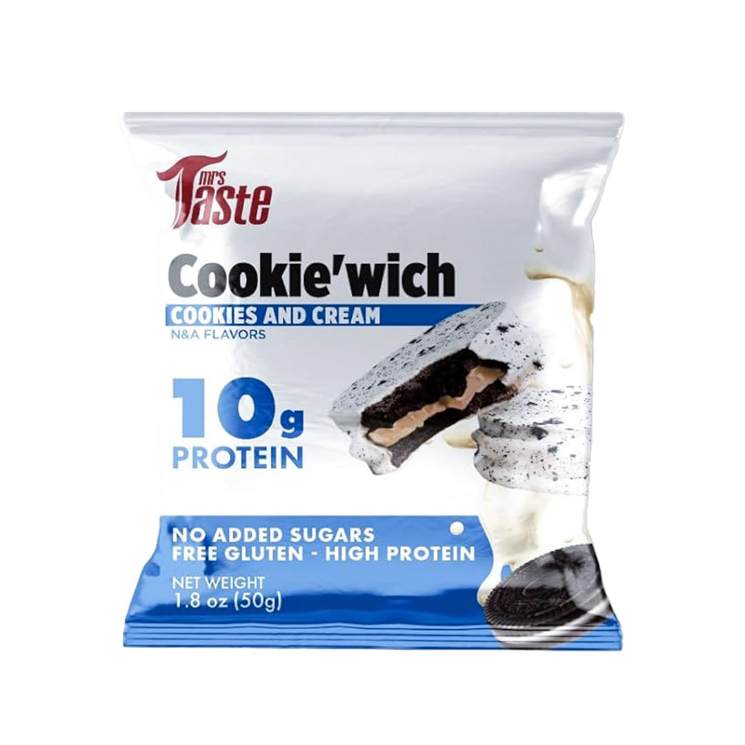 Mrs Taste Cookie'wich- Cookies N Cream 10x50g - Canadian Distribution - Ships Free Within Canada on Orders Above CAD $199