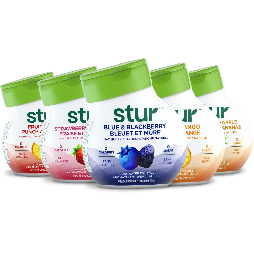 Stur – Natural Water Enhancer – Variety Pack – 5 Bottles (Makes 100 Drinks)