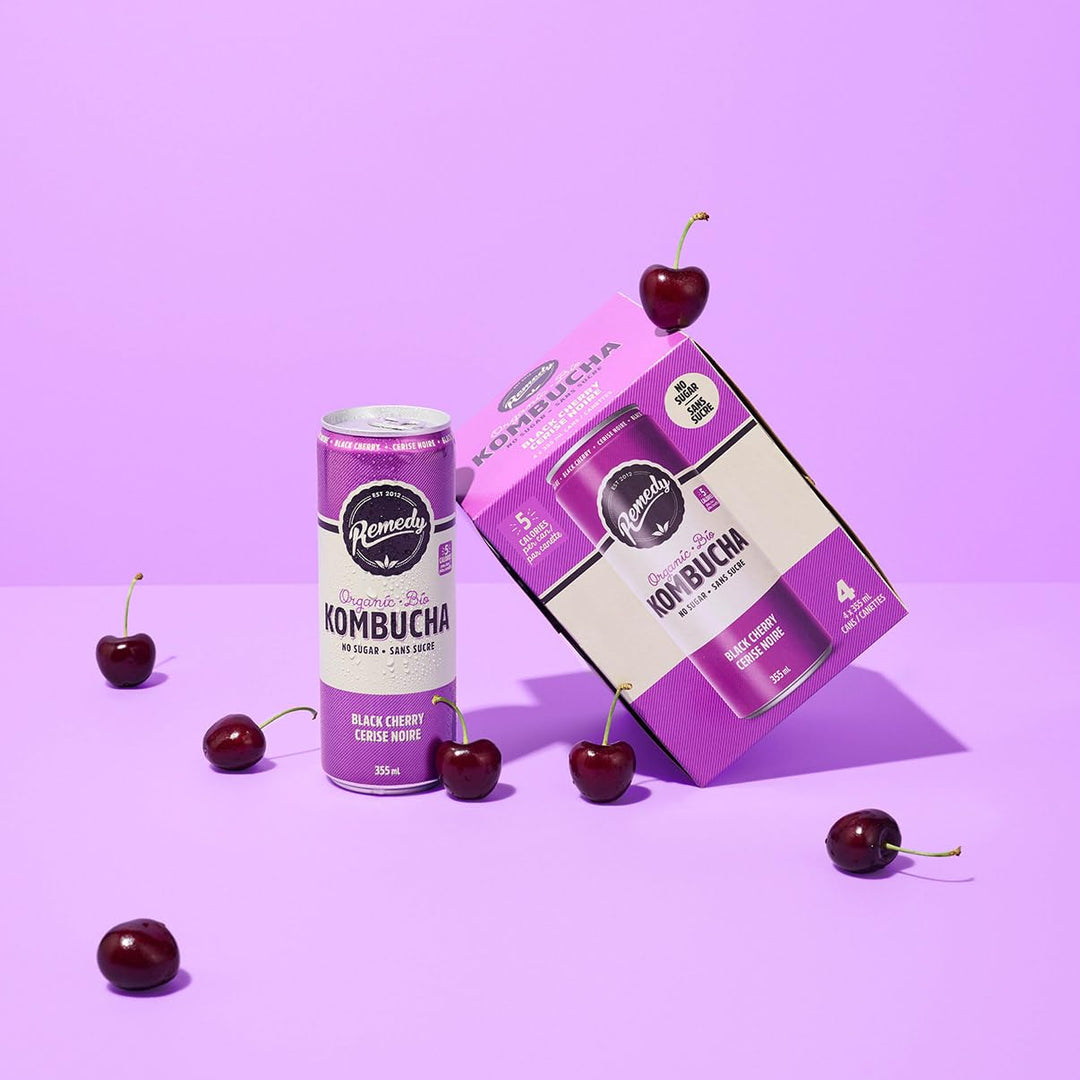 Remedy – Kombucha – Black Cherry – 24 × 355mL – Sugar free