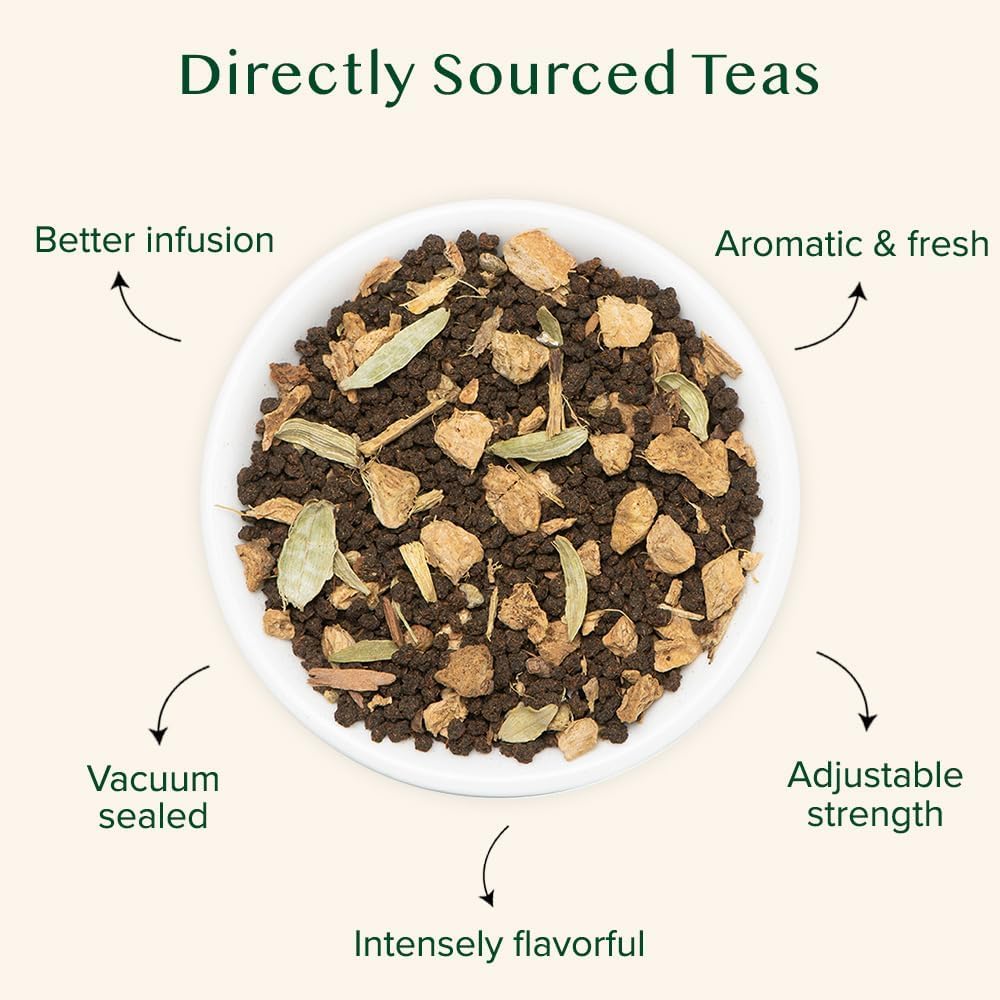 VAHDAM Ginger Masala Chai Tea - Loose Leaf Indian Spiced Chai (50+ Cups, 3.53oz) | Hot, Iced & Latte Ready - Canadian Distribution - Ships Free Within Canada on Orders Above CAD $199