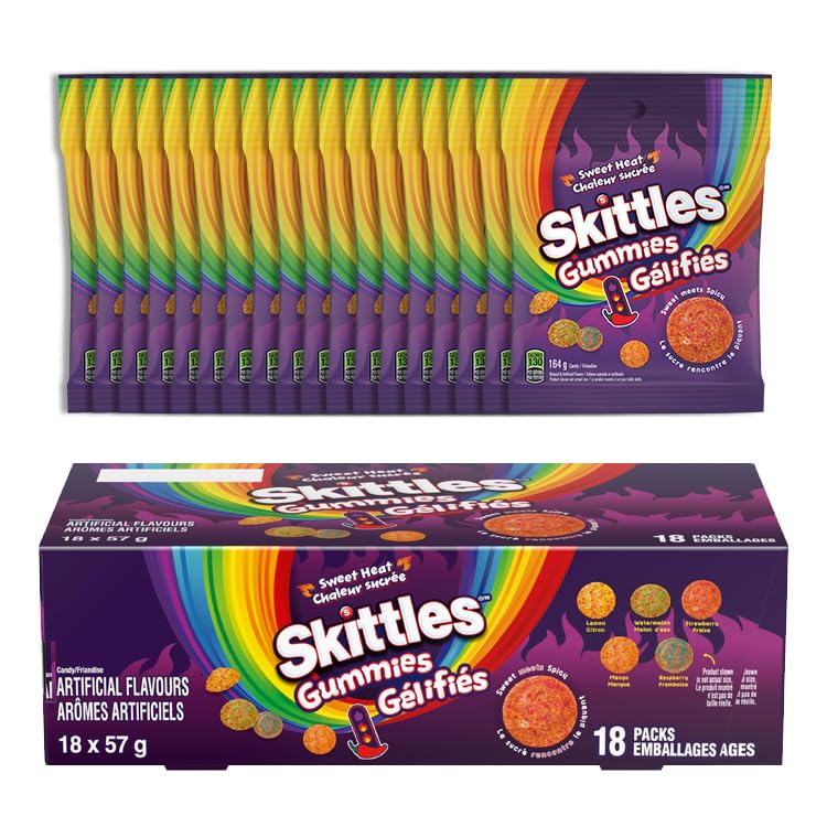 Skittles Sweet Heat Gummy Candy - 18 Pack Bundle (57g Each) - Canadian Distribution - Ships Free Within Canada on Orders Above CAD $199