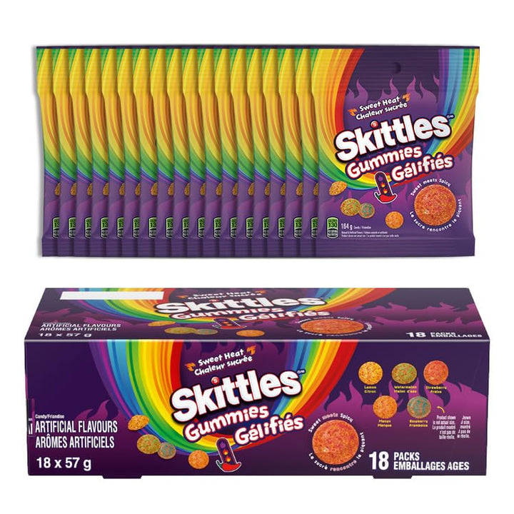 Skittles Sweet Heat Gummy Candy - 18 Pack Bundle (57g Each) - Canadian Distribution - Ships Free Within Canada on Orders Above CAD $199