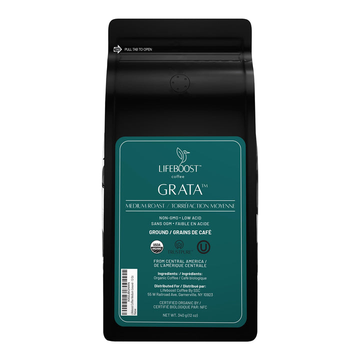 Lifeboost – Ground Coffee – Medium Roast – 12oz – Low acid organic