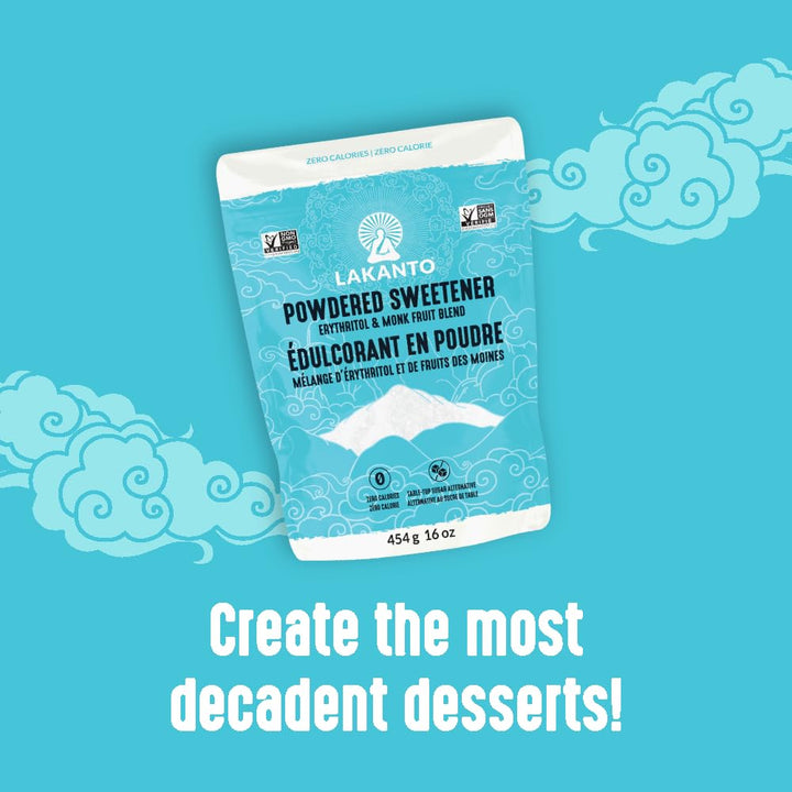 Lakanto Monkfruit & Erythritol Powdered Sweetener – 1:1 Sugar Substitute for Baking & Frosting, 454g - Canadian Distribution - Ships Free Within Canada on Orders Above CAD $199