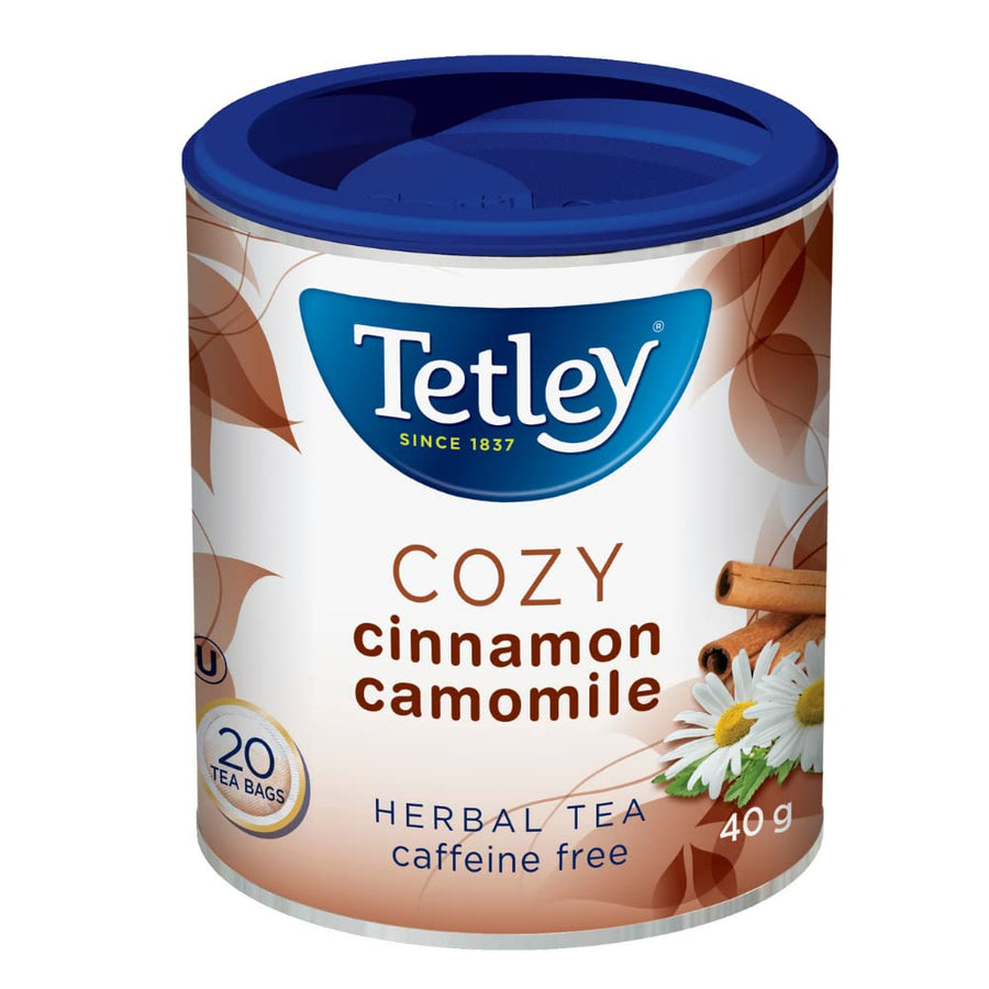Tetley Cinnamon Camomile Herbal Tea – 20 Tea Bags per Box, 6-Pack Bundle, 40g, Caffeine-Free & Kosher - Canadian Distribution - Ships Free Within Canada on Orders Above CAD $199