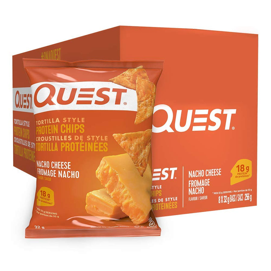 Quest Nutrition - Nacho Cheese Flavour - Tortilla Style Protein Chips, High Protein, Gluten Free, Baked, Not Fried, 1g Sugar, 5g Carbs, 8ct