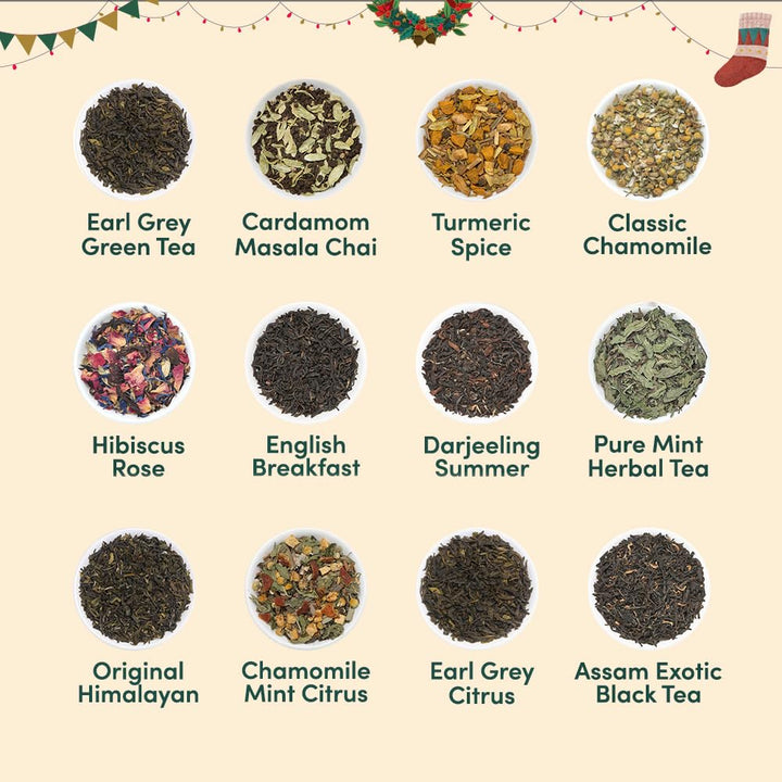 VAHDAM – Christmas Tea Bags Gift Set – 24 Flavours – 24 Bags