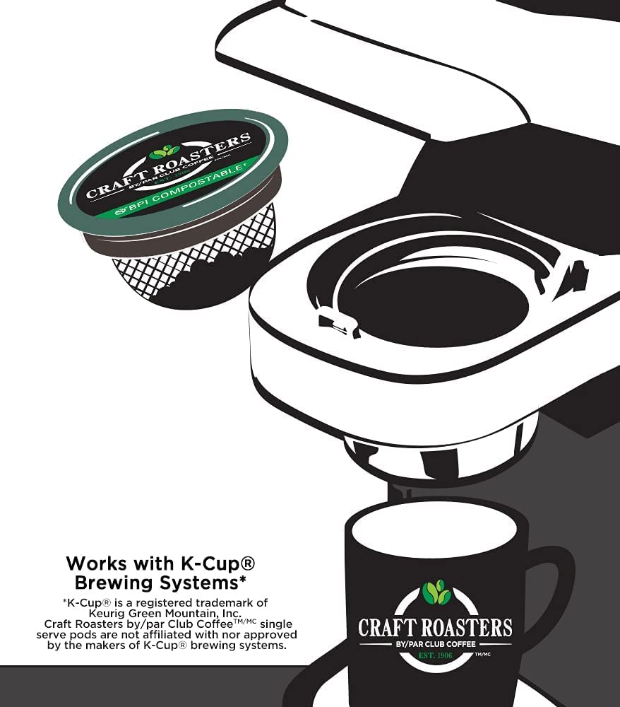 Club Coffee – Craft Roasters Coffeehouse – Medium Roast Pods – 72 Compostable K Cups