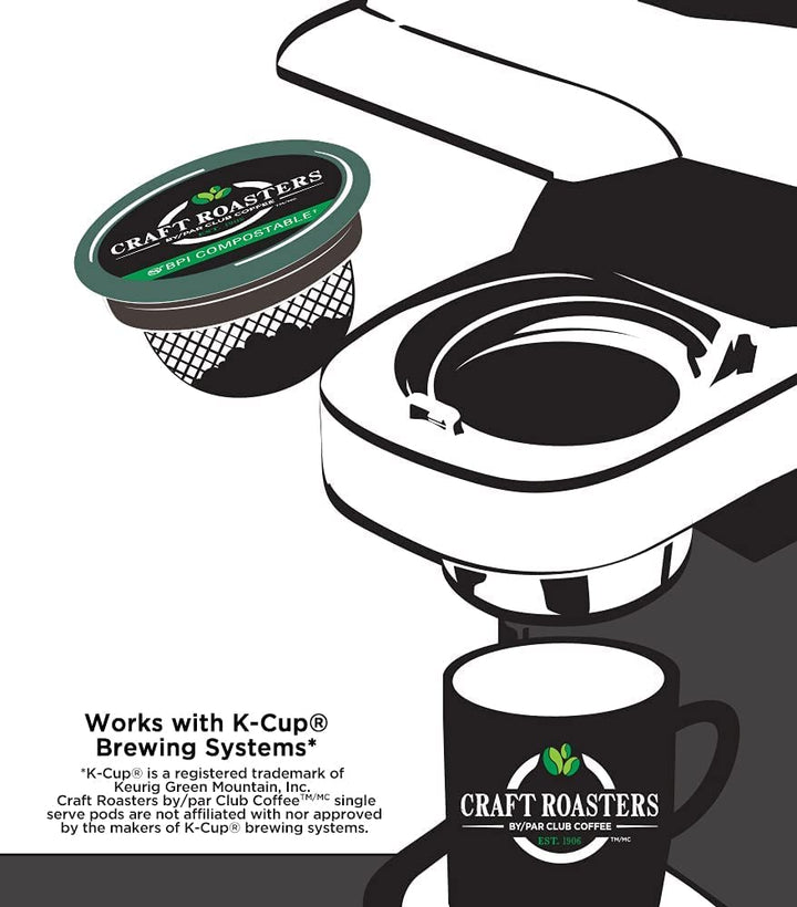 Club Coffee – Craft Roasters Coffeehouse – Medium Roast Pods – 72 Compostable K Cups