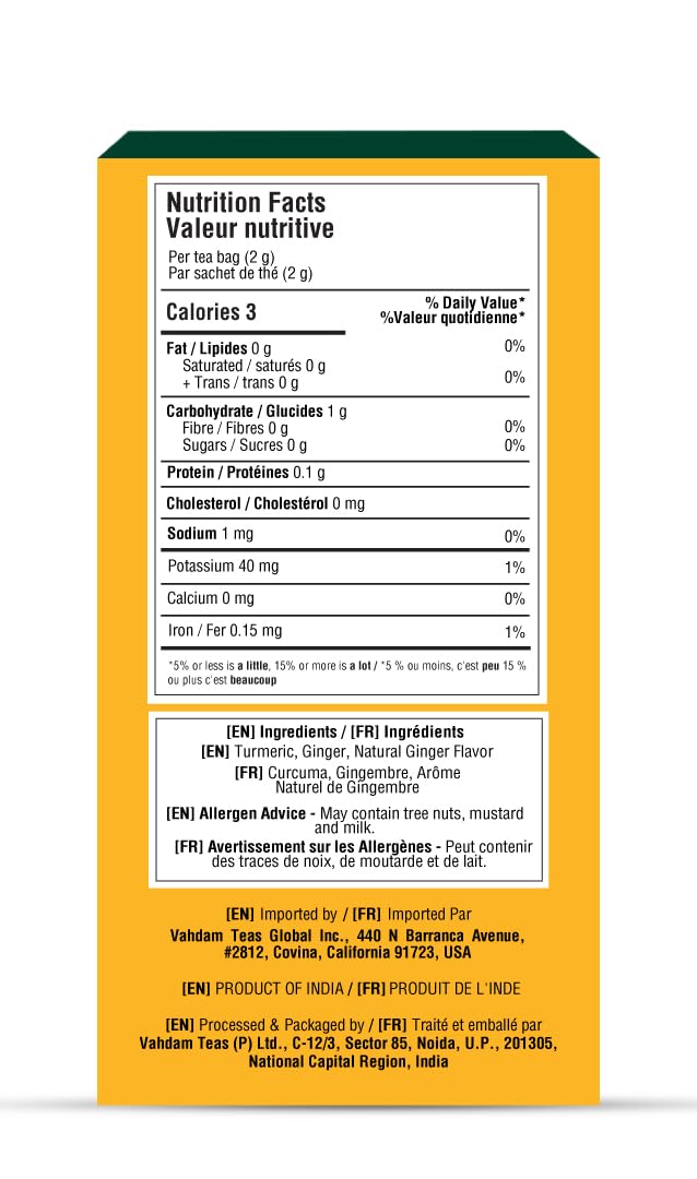 VAHDAM – Turmeric Ginger Tea – Herbal Pyramid Tea Bags – 100 ct