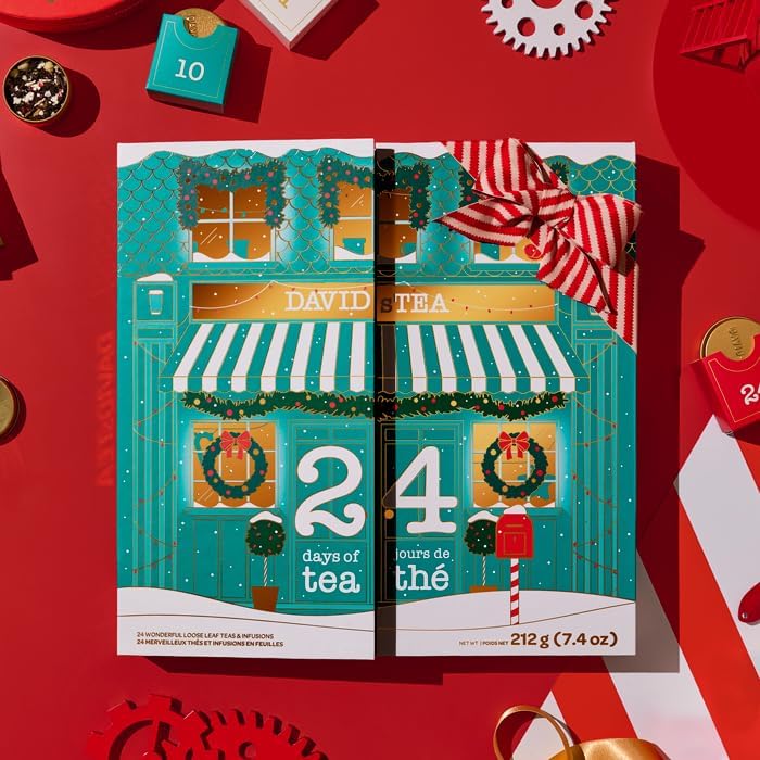 DAVIDsTEA – 24 Days of Tea 2025 Advent Calendar – Assorted Holiday Teas – 24 Days