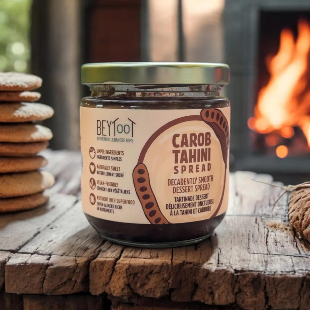 Beytoot Carob Tahini Spread – Sesame & Carob Molasses Blend – Vegan, No Refined Sugar – 250g Glass Jar - Canadian Distribution - Ships Free Within Canada on Orders Above CAD $199