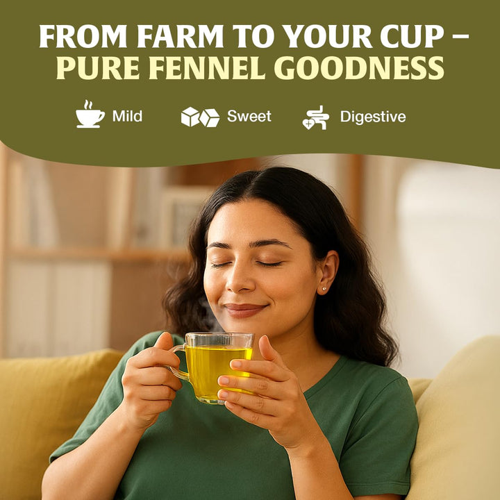 HANDPICK Fennel Tea Bags - 100 Count Herbal Tea, Caffeine-Free, Pure Whole Fennel Seeds - Canadian Distribution - Ships Free Within Canada on Orders Above CAD $199