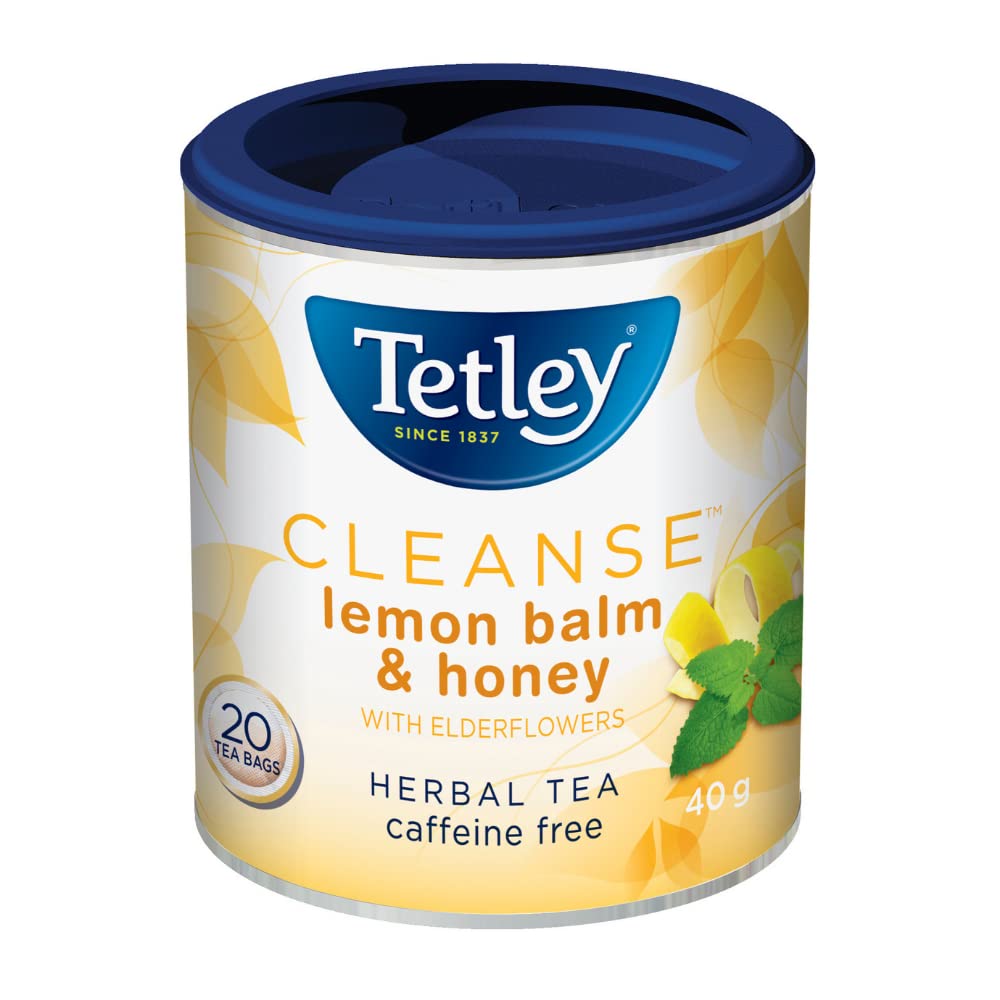 Tetley Cleanse Lemon Balm & Honey Herbal Tea – 20 Tea Bags per Box, Pack of 6 (120 Total Bags) - Canadian Distribution - Ships Free Within Canada on Orders Above CAD $199