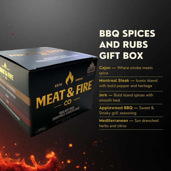 Meat and Fire Co – BBQ Spices and Rubs Gift Set – 5 Gourmet Seasonings – Gift box