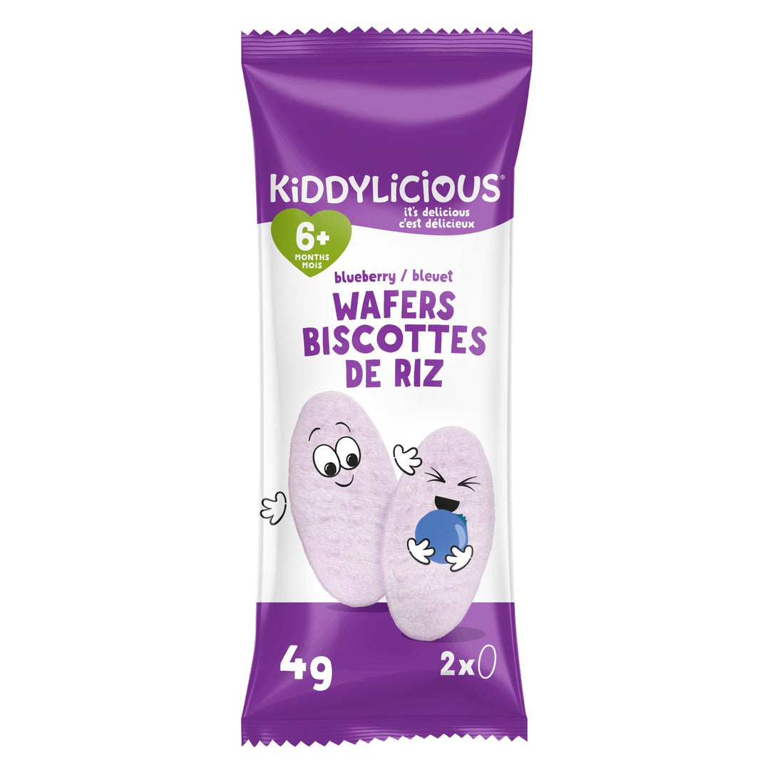 Kiddylicious Blueberry Wafers – Gentle Baby Snacks for 6+ Months – Gluten-Free, Dairy-Free, Egg-Free, Vegan – 24 Portions, 96g - Canadian Distribution - Ships Free Within Canada on Orders Above CAD $199