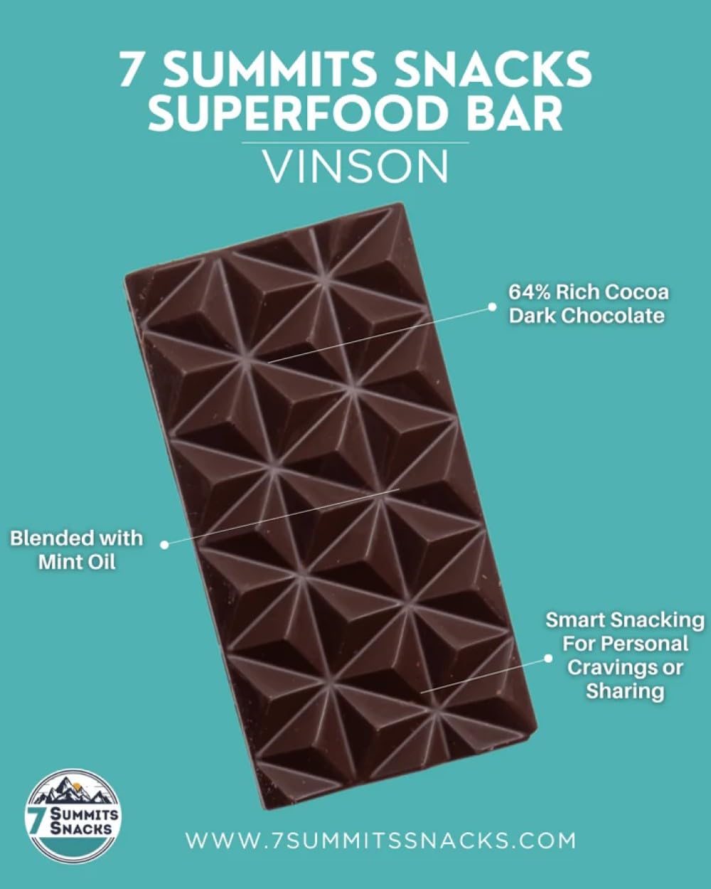 7 Summits Snacks Vinson Superfood Chocolate Bar – 12 Pack (80g each) - Canadian Distribution - Ships Free Within Canada on Orders Above CAD $199