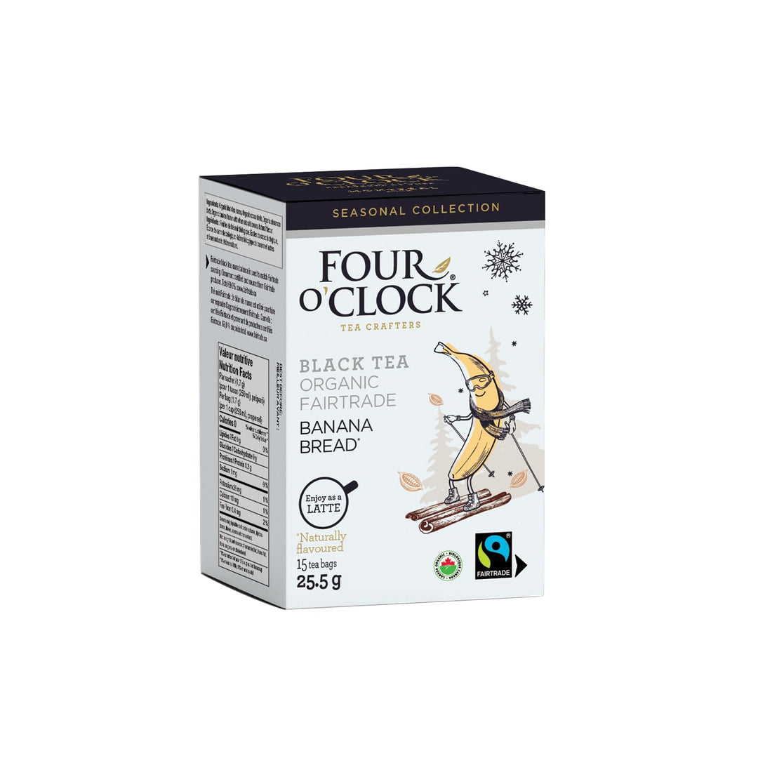 Banana Bread Black Tea - Organic Fair Trade, Holiday Collection, Low Caffeine, Natural & Sugar-Free, 2 x 15 Tea Bags - Canadian Distribution - Ships Free Within Canada on Orders Above CAD $199