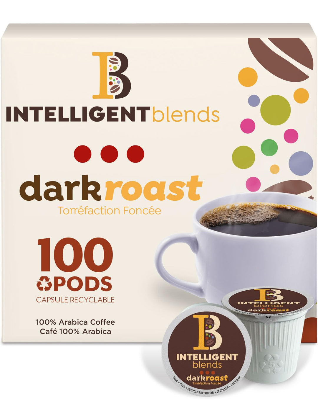 Intelligent Blends - Dark Roast Coffee Pods - 100 Count - Keurig Compatible