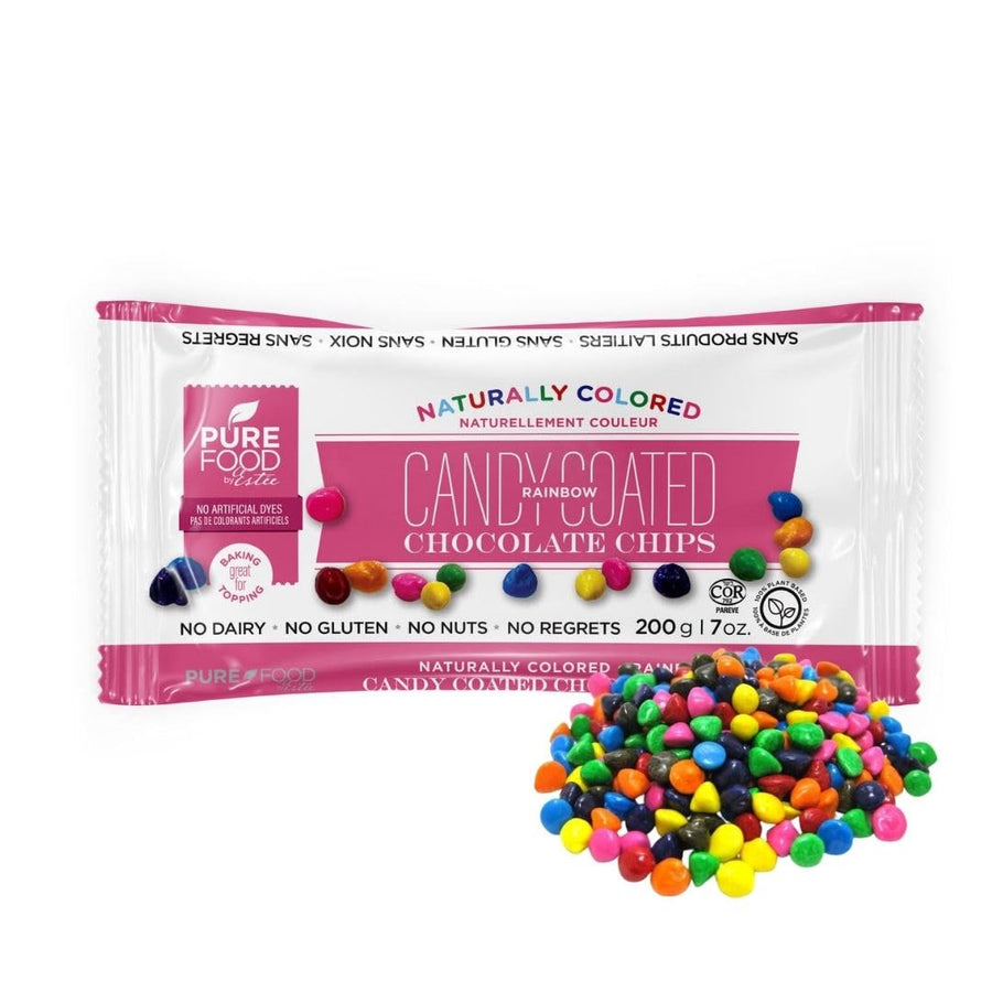 Pure Food By Estee Natural Rainbow Candy Coated Chocolate Chips, 7oz – Vegan Baking Sprinkles - Canadian Distribution - Ships Free Within Canada on Orders Above CAD $199