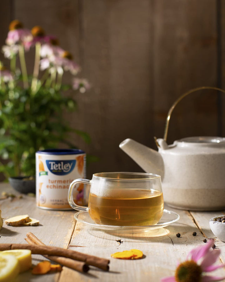 Tetley Turmeric Echinacea Herbal Tea - 20 Bags per Box, 36g, Caffeine-Free, 6-Pack Bundle (120 Total Bags) - Canadian Distribution - Ships Free Within Canada on Orders Above CAD $199