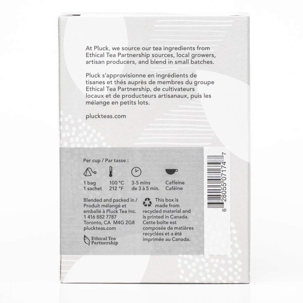 PLUCK TEA Earl Grey Cream – 2 x 15 Compostable Pyramid Tea Bags - Canadian Distribution - Ships Free Within Canada on Orders Above CAD $199