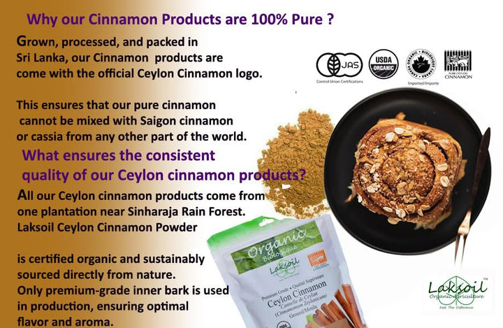 Organic Ceylon – Cinnamon Powder – True Ceylon (C. zeylanicum) – 454g