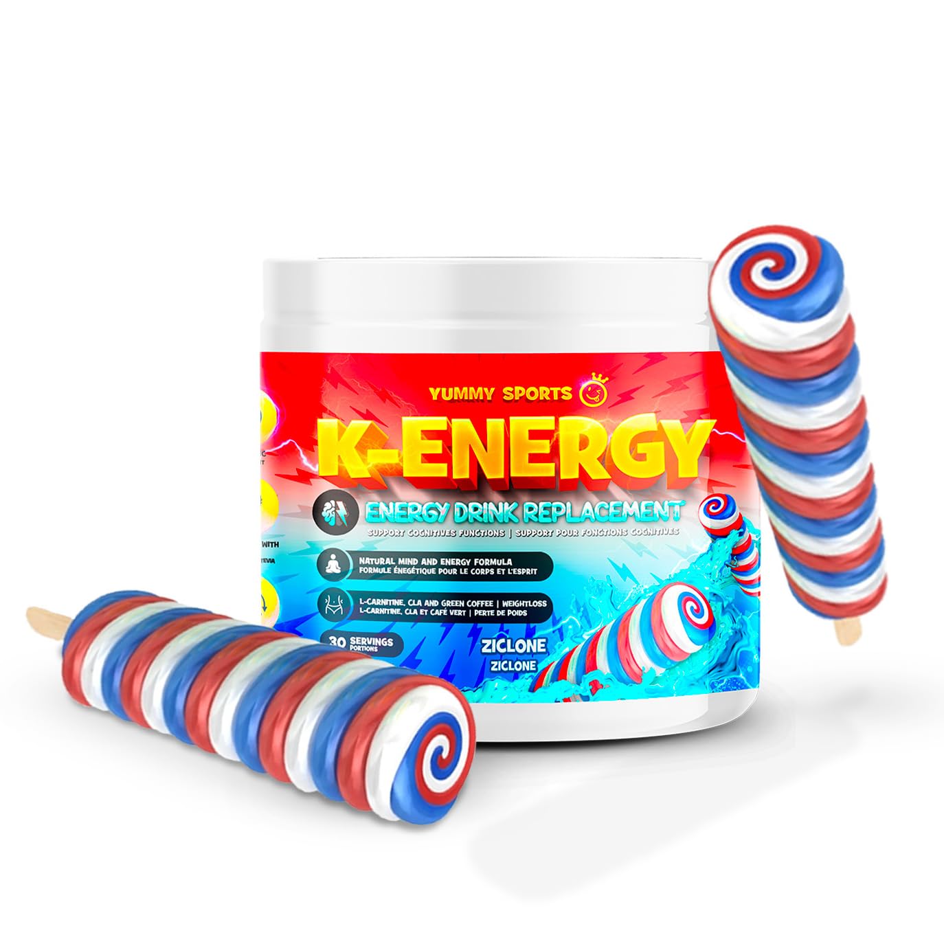 Yummy Sports – K Energy Pre Workout – Ziclone – 30 Servings – Keto