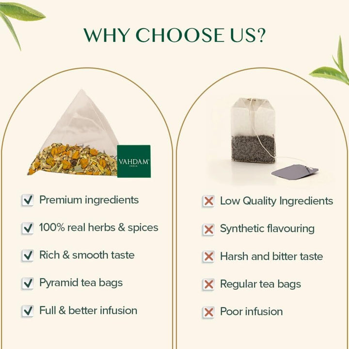VAHDAM – Turmeric Ashwagandha Tea – Herbal – 100 Count – Caffeine free blend