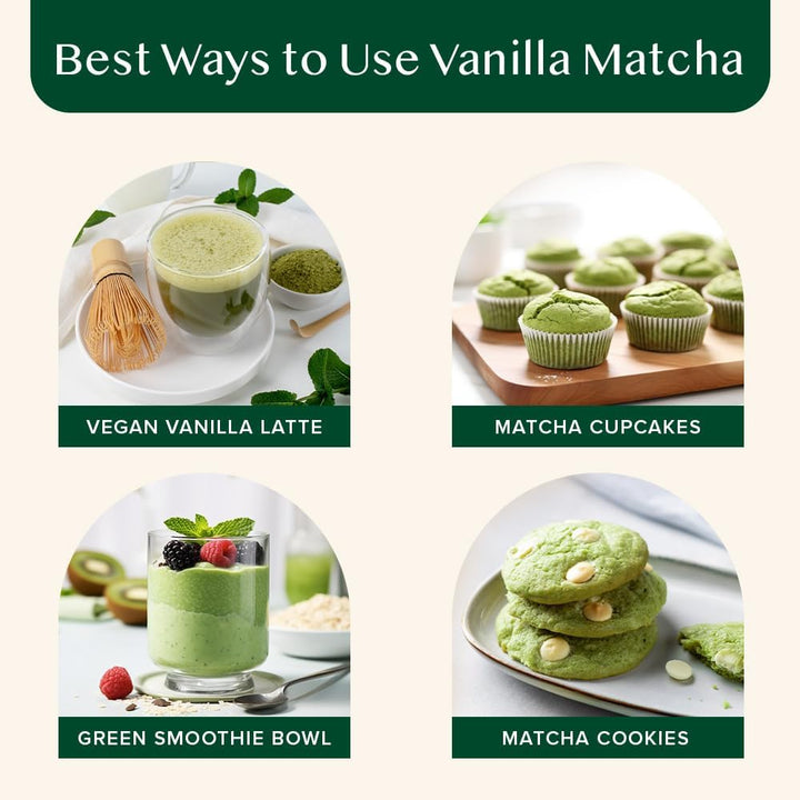 VAHDAM Vanilla Matcha Green Tea Powder (2 x 1.76oz/50g) - Pure Japanese Matcha with Madagascar Vanilla - Canadian Distribution - Ships Free Within Canada on Orders Above CAD $199