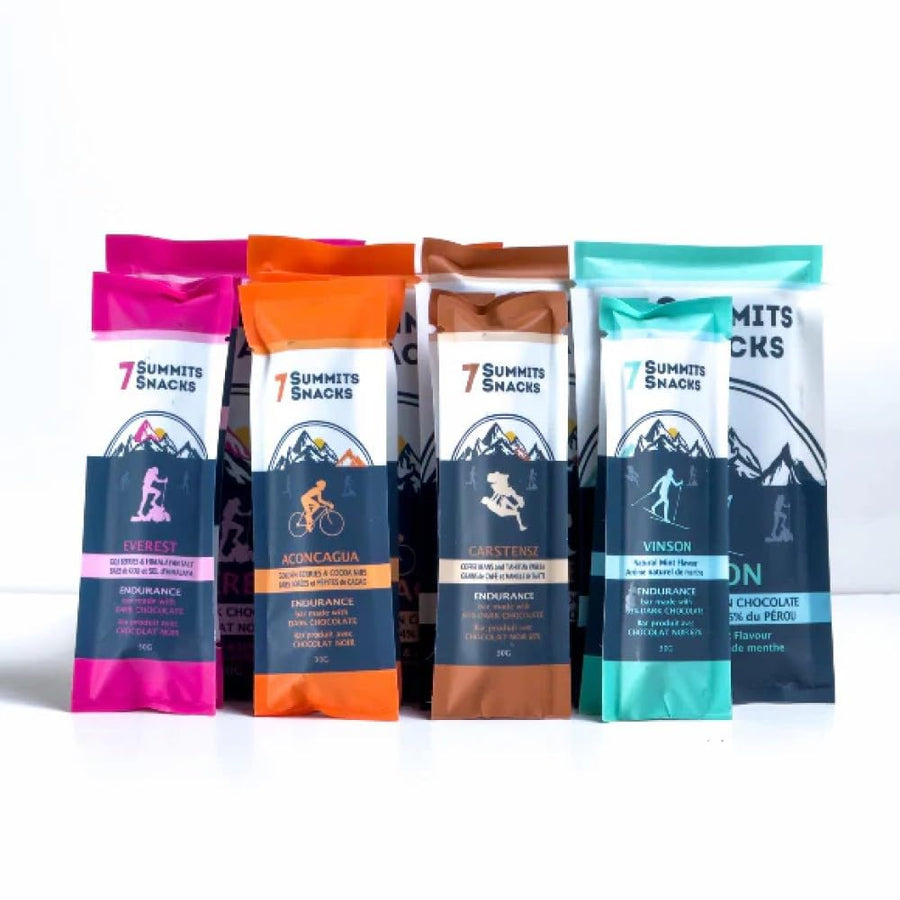 7 Summits Snacks Dark Chocolate Explorer Box – 12 Bars (8x31g & 4x80g) - Canadian Distribution - Ships Free Within Canada on Orders Above CAD $199