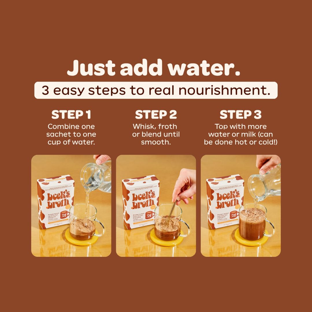 Beck’s Broth – Protein Hot Chocolate – Original – 5 Pack – Bone broth based high protein