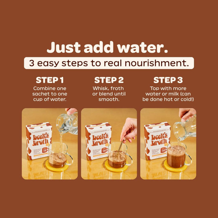 Beck’s Broth – Protein Hot Chocolate – Original – 5 Pack – Bone broth based high protein