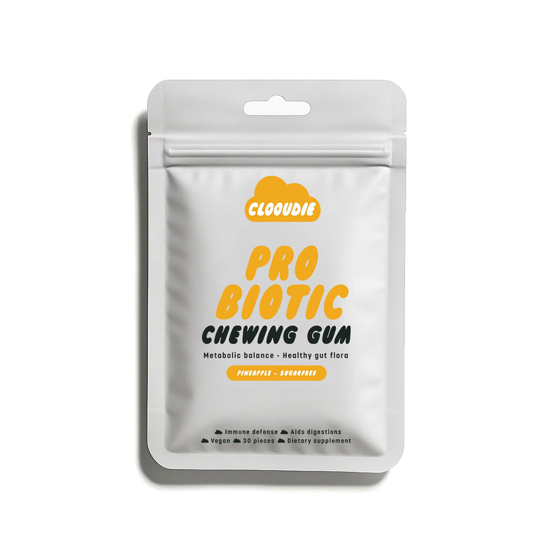 Clooudie Pro Biotic Chewing Gum - Pineapple Flavor - Vegan, Sugar Free - 30 Pieces - Canadian Distribution - Ships Free Within Canada on Orders Above CAD $199