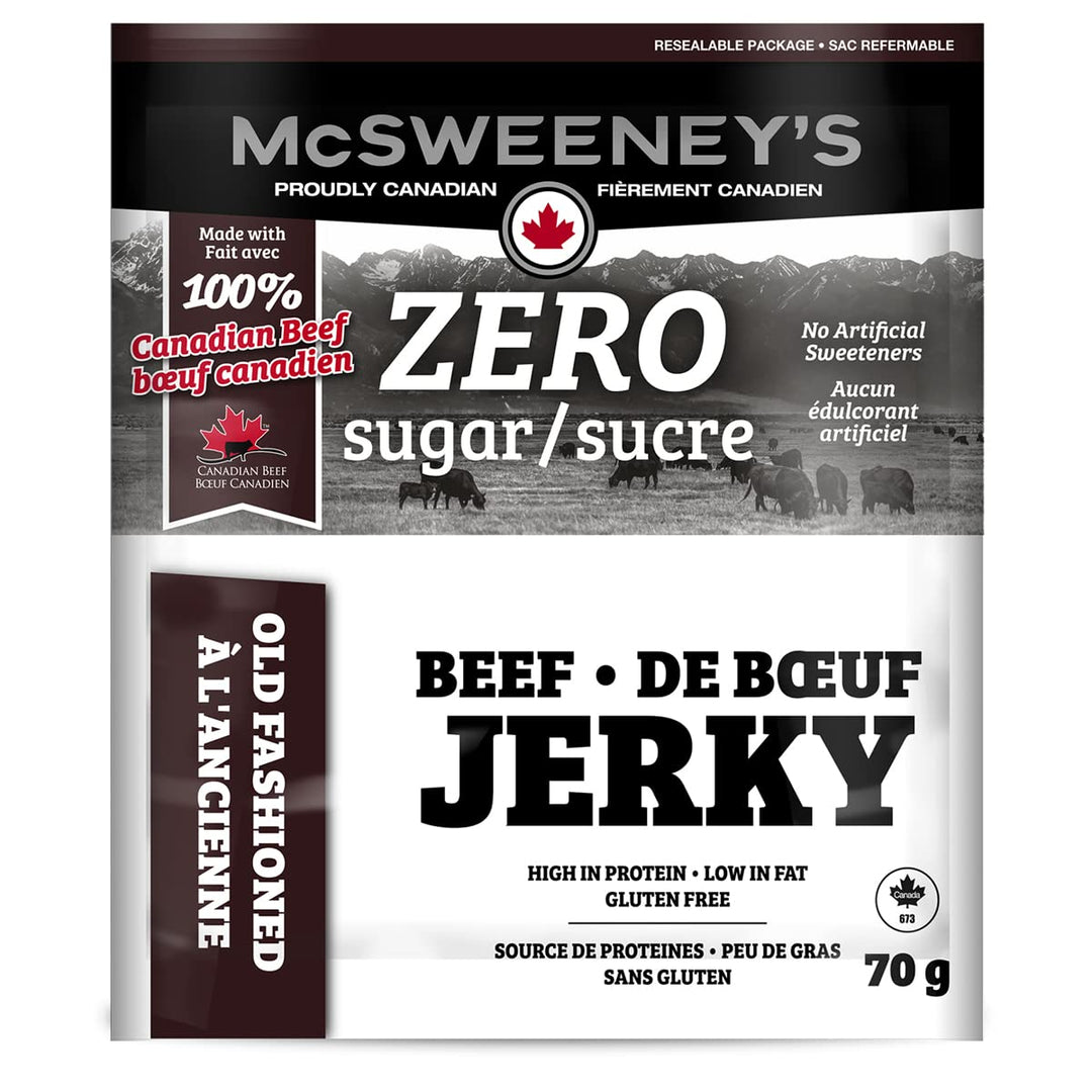 McSweeney's – Old Fashioned Beef Jerky ZERO Sugar – Sugar Free, Gluten Free, Keto – 70g x 12