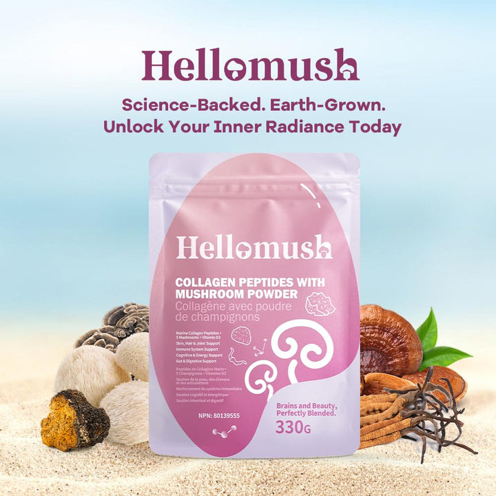 Hellomush – Marine Collagen Peptides – Original – 330g – With mushroom complex