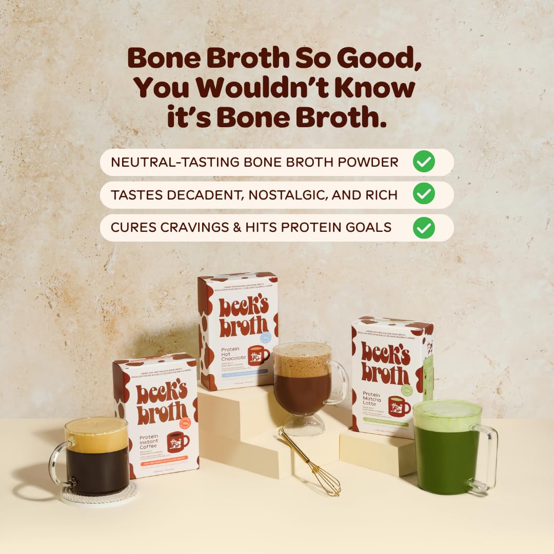 Beck’s Broth – Protein Hot Chocolate – Original – 5 Pack – Bone broth based high protein
