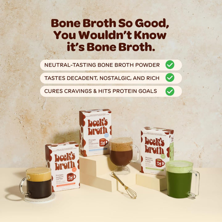 Beck’s Broth – Protein Hot Chocolate – Original – 5 Pack – Bone broth based high protein
