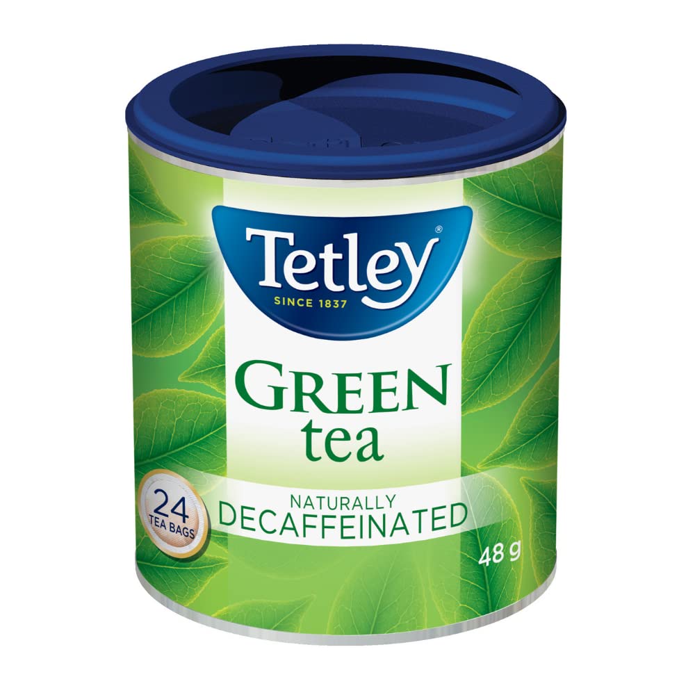 Tetley Naturally Decaffeinated Green Tea – 24 Tea Bags per Box, 6-Pack Bundle, Kosher & Rainforest Alliance Certified - Canadian Distribution - Ships Free Within Canada on Orders Above CAD $199